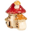 Clayre & Eef Porte-bougie Champignon 17x12x16 cm Beige Rouge Céramique