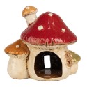 Clayre & Eef Tealight Holder Mushroom 17x12x16 cm Beige Red Ceramic