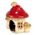 Clayre & Eef Porte-bougie Champignon 17x12x16 cm Beige Rouge Céramique