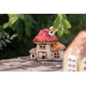 Clayre & Eef Porte-bougie Champignon 17x12x16 cm Beige Rouge Céramique