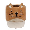 Clayre & Eef Planter Ø 11x13 cm Orange Ceramic Cat