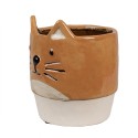 Clayre & Eef Planter Ø 11x13 cm Orange Ceramic Cat