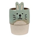 Clayre & Eef Pot de fleurs Ø 11x17 cm Vert Beige Céramique Lapin