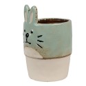 Clayre & Eef Pot de fleurs Ø 11x17 cm Vert Beige Céramique Lapin