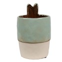 Clayre & Eef Fioriera Ø 11x17 cm Verde Beige Ceramica Coniglio