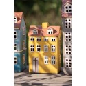 Clayre & Eef Waxinelichthouder Huis 12x8x18 cm Geel Bruin Keramiek