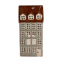 Clayre & Eef Waxinelichthouder Huis 15x11x30 cm Grijs Bruin Keramiek