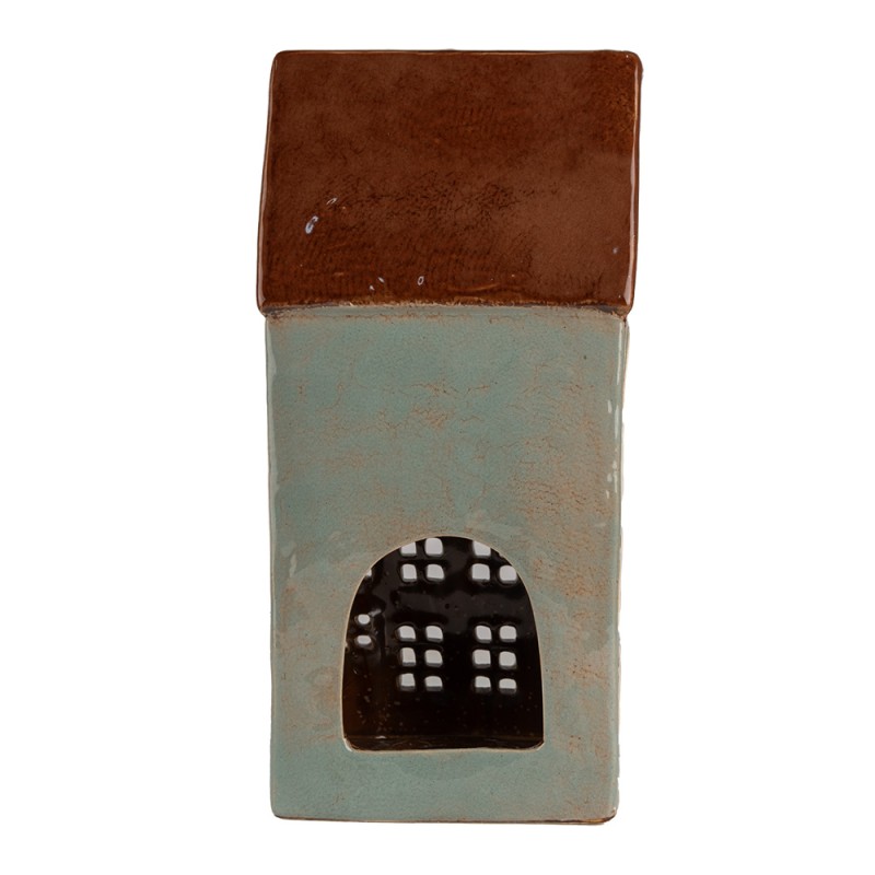 Clayre & Eef Tealight Holder House 15x11x30 cm Grey Brown Ceramic