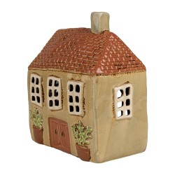 Clayre & Eef Waxinelichthouder Huis 17x10x19 cm Groen Oranje Keramiek