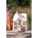 Clayre & Eef Waxinelichthouder Huis 15x10x17 cm Grijs Beige Keramiek