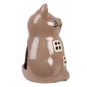 Clayre & Eef Porte-bougie Chat 14x12x18 cm Marron Céramique