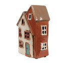 Clayre & Eef Teelichthalter Haus 13x8x20 cm Beige Keramik