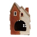 Clayre & Eef Portacandela Casa 13x8x20 cm Beige Ceramica