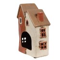 Clayre & Eef Portacandela Casa 13x8x20 cm Beige Ceramica