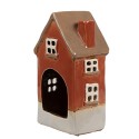 Clayre & Eef Teelichthalter Haus 10x8x18 cm Orange Keramik