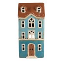 Clayre & Eef Portacandela Casa 11x9x22 cm Blu Marrone  Ceramica