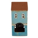 Clayre & Eef Portacandela Casa 11x9x22 cm Blu Marrone  Ceramica