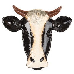 Clayre & Eef Serving Platter Cow 31x29 cm Black White Ceramic