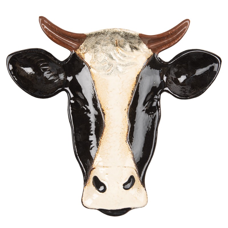 Clayre & Eef Plat de service Vache 31x29 cm Noir Blanc Céramique