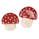 Clayre & Eef Serving Platter Mushroom 23x26 cm Beige Red Ceramic