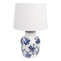 Clayre & Eef Lampe de table Ø 28x44 cm Blanc Bleu Céramique