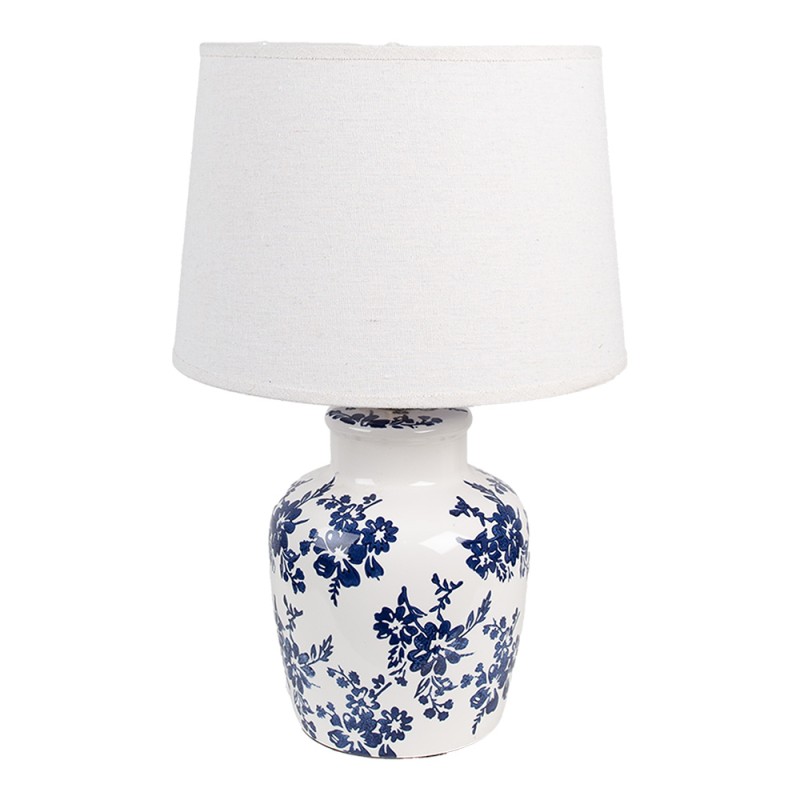 Clayre & Eef Table Lamp Ø 28x44 cm White Blue Ceramic