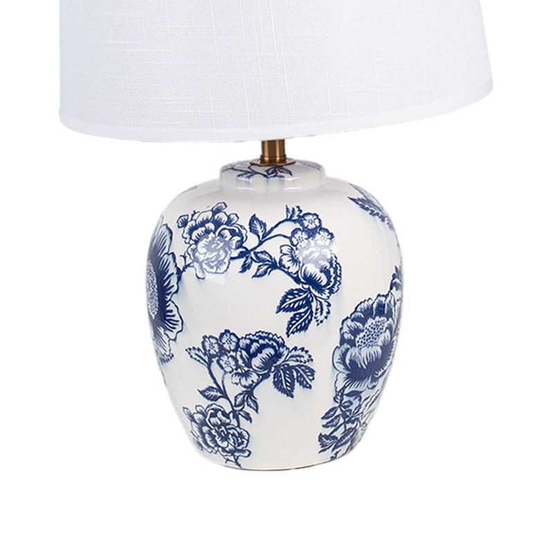 Clayre & Eef Table Lamp Ø 28x42 cm White Blue Ceramic