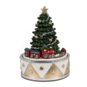 Clayre & Eef Muziekdoos Kerstboom Ø 11x15 cm Groen Goudkleurig Kunststof