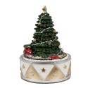 Clayre & Eef Musikbox Weihnachtsbaum Ø 11x15 cm Grün Goldfarbig Kunststoff