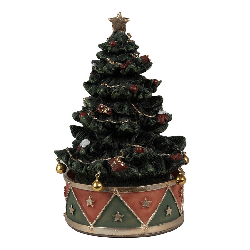 Clayre & Eef Music box Christmas Tree Ø 12x18 cm Green Red Plastic