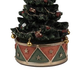 Clayre & Eef Musikbox Weihnachtsbaum Ø 12x18 cm Grün Rot Kunststoff