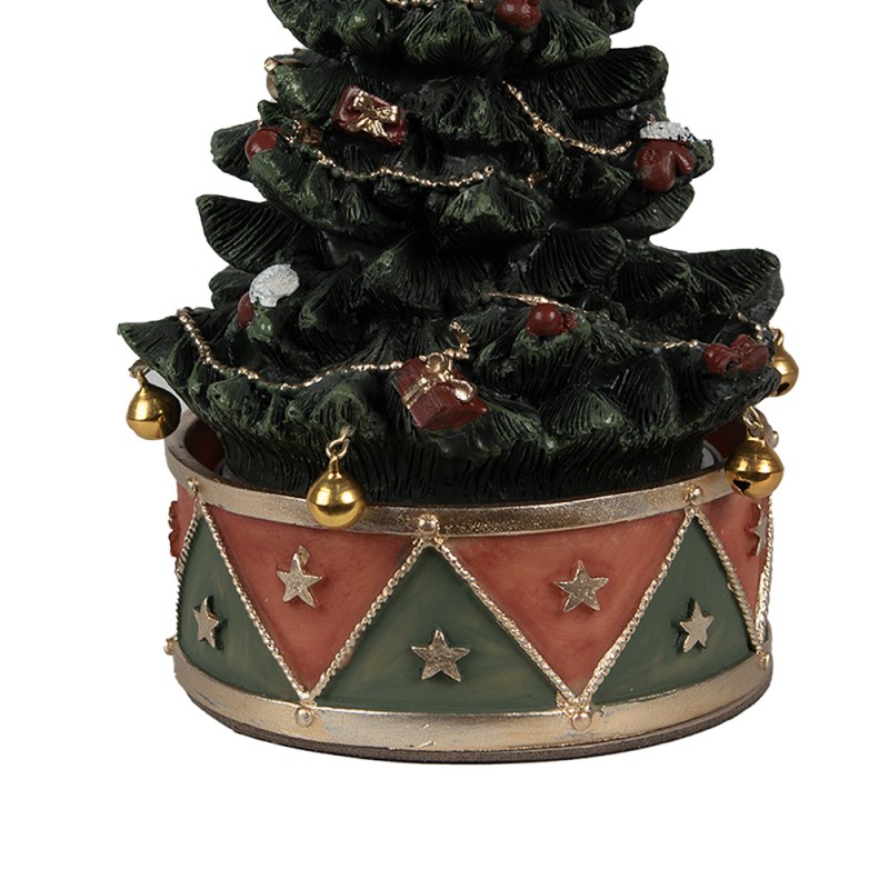 Clayre & Eef Carillon Albero di Natale Ø 12x18 cm Verde Rosso Plastica