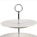 Clayre & Eef 2-Tiered Stand Ø 26x26 cm   White Ceramic