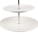 Clayre & Eef 2-Tiered Stand Ø 26x26 cm   White Ceramic