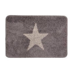 Clayre & Eef Bath Mat 58x38x1 cm Grey Polyester Rectangle Star