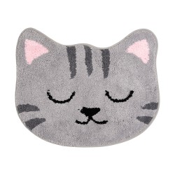 Clayre & Eef Badematte 60x50x1 cm Grau Polyester Katze