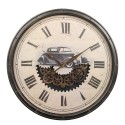 Clayre & Eef Wanduhr Ø 76x8 cm Schwarz Beige Kunststoff Glas