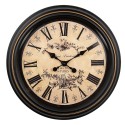 Clayre & Eef Wall Clock Ø 50x5 cm Black Beige Plastic Glass