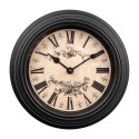 Clayre & Eef Wanduhr Ø 23x4 cm Schwarz Beige Kunststoff Glas