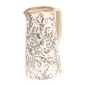 Clayre & Eef Brocca decorativa 16x11x20 cm Beige Grigio Ceramica Fiori