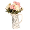 Clayre & Eef Dekorative Kanne 16x11x20 cm Beige Grau Keramik Blumen