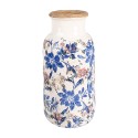 Clayre & Eef Vase Ø 15x32 cm Beige Bleu Céramique Fleurs