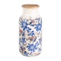 Clayre & Eef Vase Ø 15x32 cm Beige Bleu Céramique Fleurs