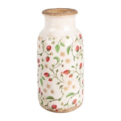 Clayre & Eef Vase Ø 15x32 cm Beige Rot Keramik Erdbeeren