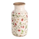 Clayre & Eef Vase Ø 14x26 cm Beige Rot Keramik Erdbeeren