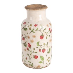 Clayre & Eef Vase Ø 14x26 cm Beige Rouge Céramique Fraises