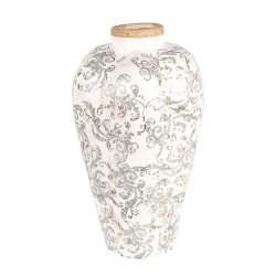 Clayre & Eef Vase Ø 24x40 cm Beige Gris Céramique Fleurs