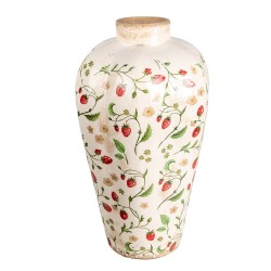 Clayre & Eef Vase Ø 24x40 cm Beige Red Ceramic Strawberries