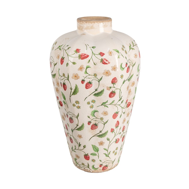 Clayre & Eef Vase Ø 24x40 cm Beige Rouge Céramique Fraises