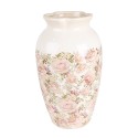 Clayre & Eef Vase Ø 21x37 cm Beige Pink Ceramic Roses